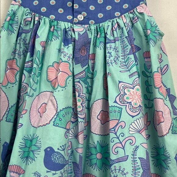 Eleanor Rose Mint, blue and pink floral polka dot and bird print dress NWOT 4-5 - Picture 9 of 13